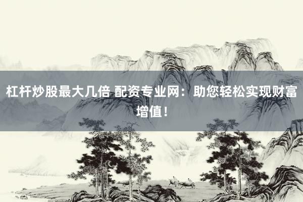 杠杆炒股最大几倍 配资专业网：助您轻松实现财富增值！