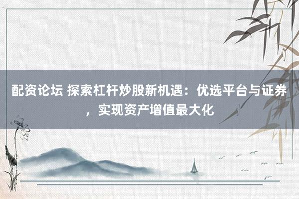 配资论坛 探索杠杆炒股新机遇：优选平台与证券，实现资产增值最大化