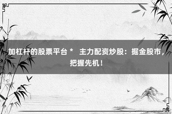 加杠杆的股票平台 *   主力配资炒股：掘金股市，把握先机！