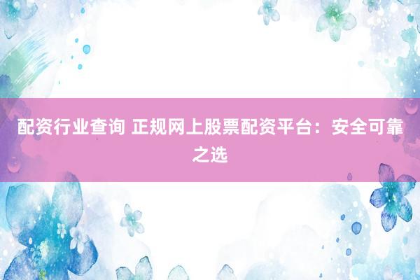 配资行业查询 正规网上股票配资平台：安全可靠之选