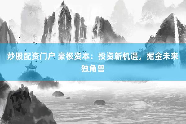 炒股配资门户 豪极资本：投资新机遇，掘金未来独角兽