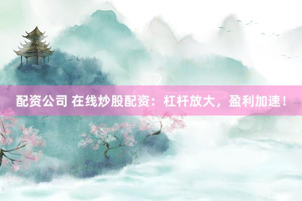 配资公司 在线炒股配资：杠杆放大，盈利加速！