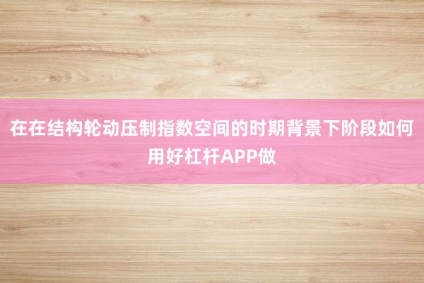 在在结构轮动压制指数空间的时期背景下阶段如何用好杠杆APP做