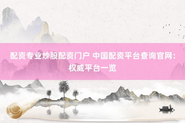 配资专业炒股配资门户 中国配资平台查询官网：权威平台一览