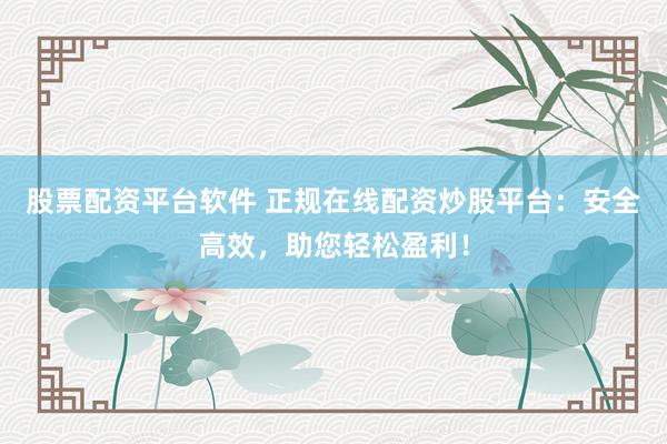 股票配资平台软件 正规在线配资炒股平台:安全高效,助您轻松盈利!