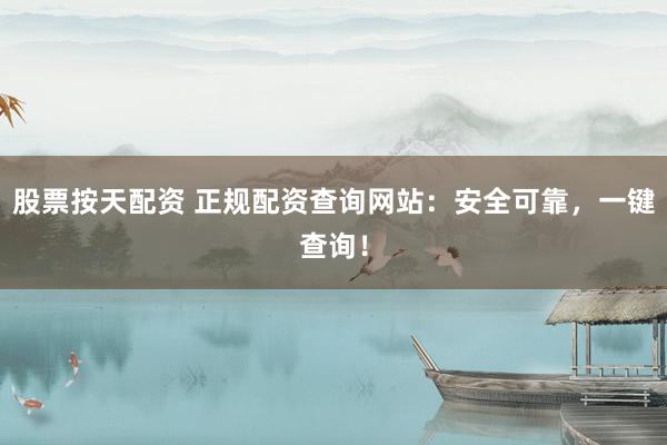 股票按天配资 正规配资查询网站：安全可靠，一键查询！